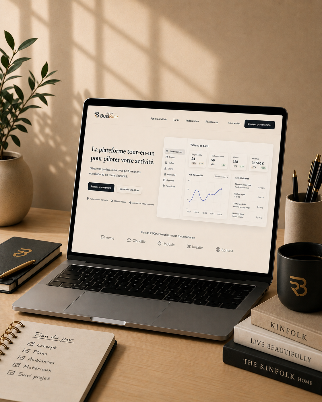 BusiRise plateforme sur MacBook